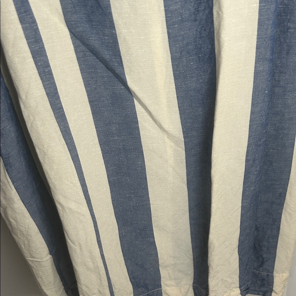 Striped Blue and Cream Wide-Leg Pants - Picture 7 of 14